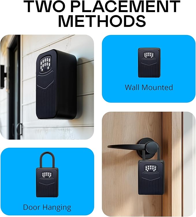 Kingsley Smart Wall Mount Key Lock Box with Bluetooth Keyless Entry, Extra Large for Keys & Access Cards, Auto Lock, App Control, IP65 Waterproof, Secure Code, for Home, Office, & Airbnb (Extra Large)