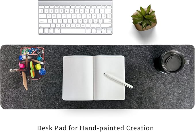 Felt Desk Mat | Computer Mat for Desk(36x12Inches) | Large Felt Mouse Pad and Keyboard Mat | Desk Protector for Office | Dark Gray