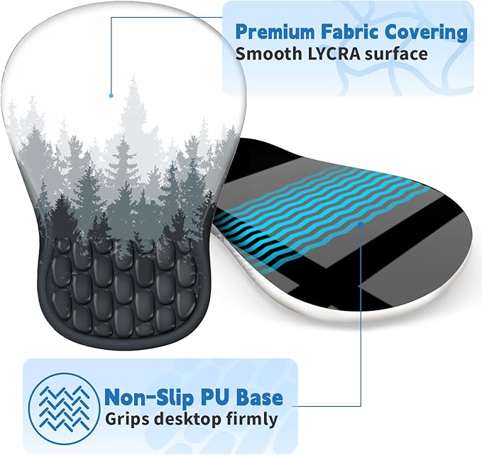 Ergonomic Mouse Pad with Wrist Rest Support, Mousepad with Comfortable Memory Foam Wrist Rest and Non-Slip PU Base for Pain Relief, Computer, Laptop, Office, Home (Forest-2)