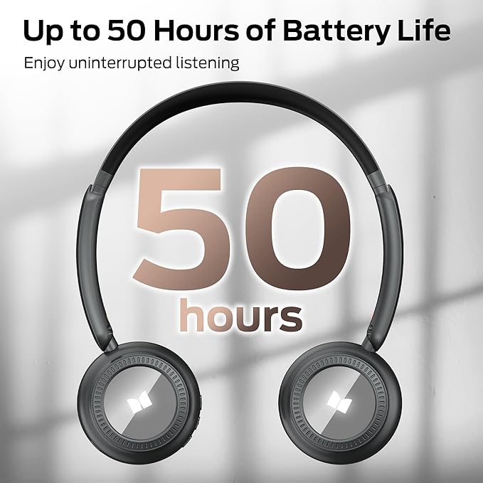 Monster N-Tune MINI 01 Wireless On-Ear Headphones - Bluetooth 6.0 Wireless Headset with Speed Charge, Clear Audio, 50H Playtime, Comfortable & Lightweight Design, Hands-Free Calls (Black)