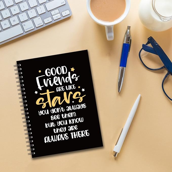 YAZMEEN Friendship Blank Spiral Notebook（160 Pages） Good Friends are Like Stars Hardcover Sketchbook Best Friend Notebook Gift Funny Birthday Journal Gift for Women Men Friend Coworker Bestie Sister