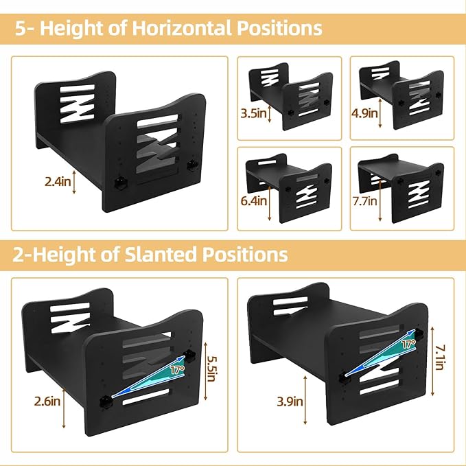 Myplace Bamboo Adjustable Under Desk Footrest, Ergonomic Foot Rest with 7-Level Adjust, Slanted Foot Rest Stool for Home Office Kitchen Bedroom (Black)