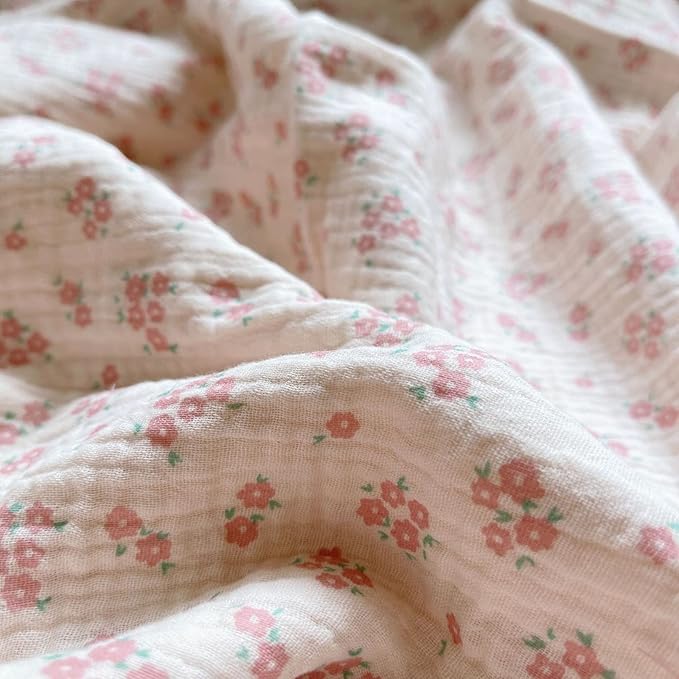 BuLuTu Baby Nursery Throw Blanket Cotton Muslin Kids Blanket with Cute Galsang Flowers Crib/Cradle Quilt Thin Summer Quilt for Boys,Girls,Toddler Breathable,Lightweight Machine Washable 47"x51"