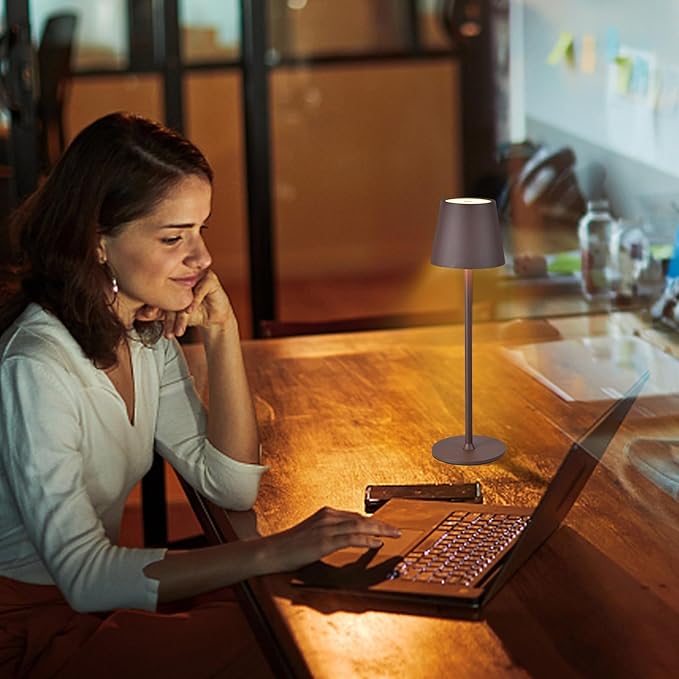 2 Pack Cordless Table Lamp, 5000mAh Portable Rechargeable LED Desk Lamp, 3 Color Modes Stepless Dimming Table Light with Memory Function, for Dinner, Patio, Home, Restaurant.