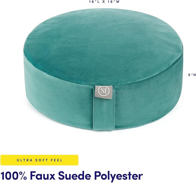 Meditation Cushion Bolster Pillow for Restorative Yoga – Supportive Cushion for Meditation, Pilates, and Relaxation – Filled with Buckwheat Hulls - Removable Cover