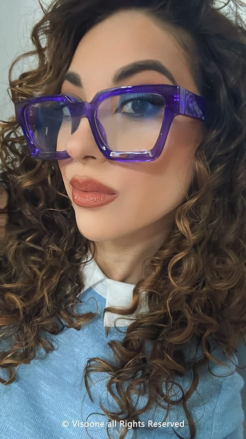 VISOONE Blue Light Blocking Glasses with TR90 Rectangle Frame and Chic Preppy Look for Women Men RIVER