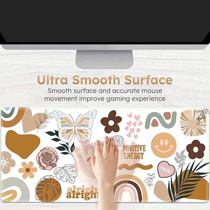 iCasso Desk Mat, Large Gaming Mouse Pad, XXL Desk Pad Stable Rubber Base Mousepad with Stitched Edges, Computer Keyboard Mat for Work, Game, Office, Home -Sticker