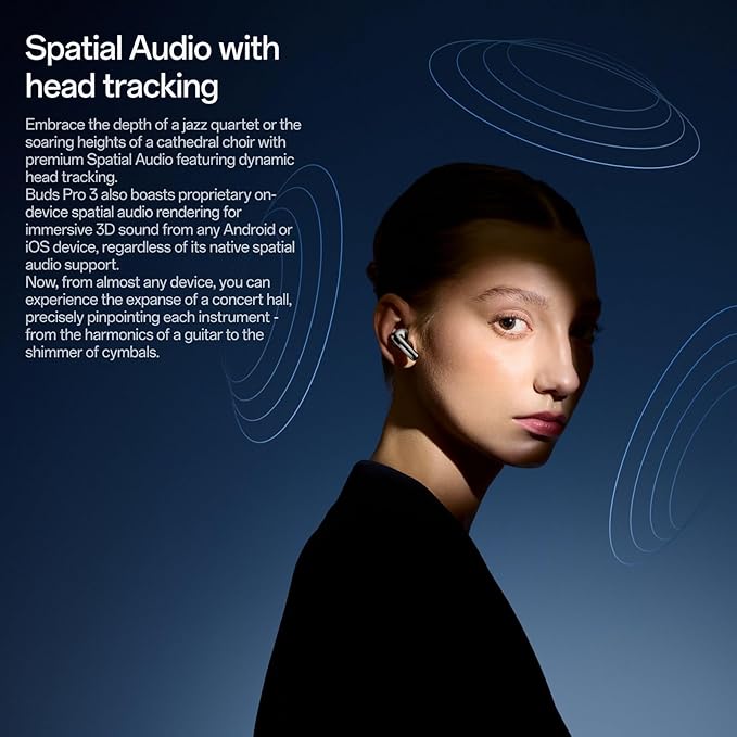 OnePlus Buds Pro 3, Wireless Bluetooth Earbuds, Noise Canceling Earbuds, Deep Bass, Immersive Sound, Up to 44 Hour Playtime with Charging case, Lunar Radiance