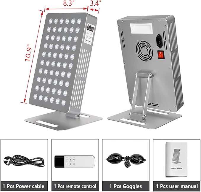 Red Light Therapy for Face and Body, 630nm 660nm 810nm 830nm 850nm Near Infrared Light Therapy Panel, 60 Dual Chip High Power LED Device, 5 Wavelength LED Light Therapy for Skincare, Sleep, Pain
