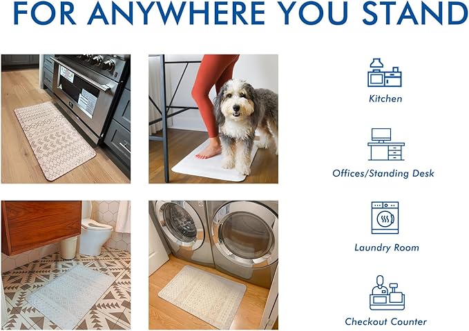 Klay Home Kitchen mats for Floor Anti Fatigue, 3/4" Thick 100% PU Memory Foam Kitchen mat, Padded Kitchen mat, Cushion Kitchen Sink Rug - Waterproof - Non-Slip - Well-Made (Medium 20" x 39", Boho)