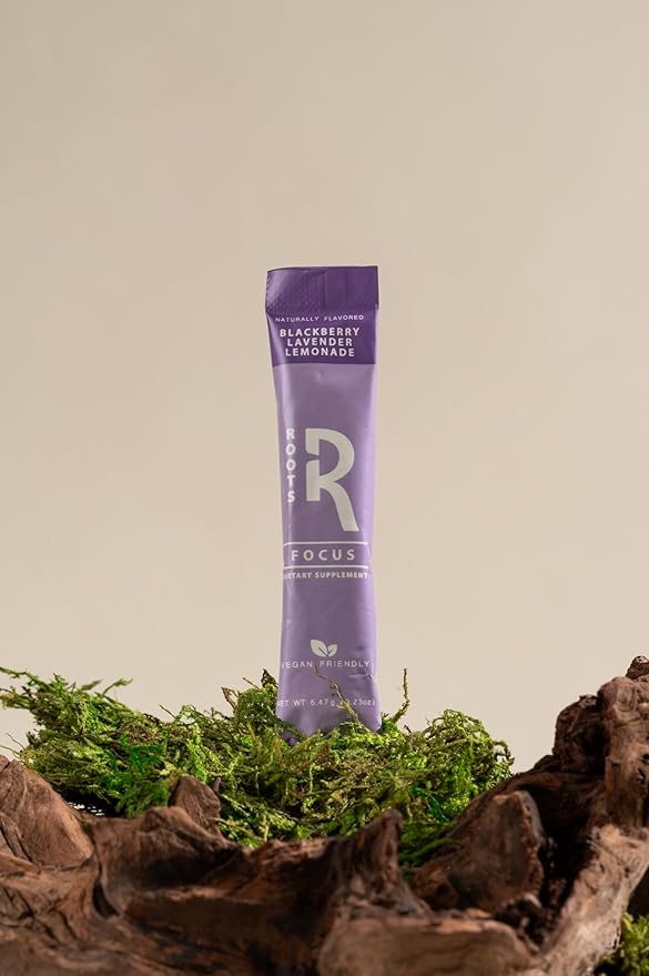 Roots Focus Nootropic Brain Supplement, BlackBerry Lavender Lemonade, Blend of Lion's Mane, Cordyceps, & Reishi Functional Mushrooms with Extended-Release Caffeine, 15 Servings