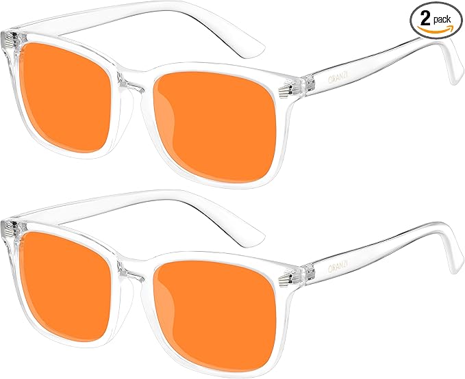 2 pack 98.6% Blue Light Blocking Glasses Men Woman for Better sleep, Computer Gaming Glasses Blue Light Filtering Amber Lenses Anti-Fatigue & Eye Strain