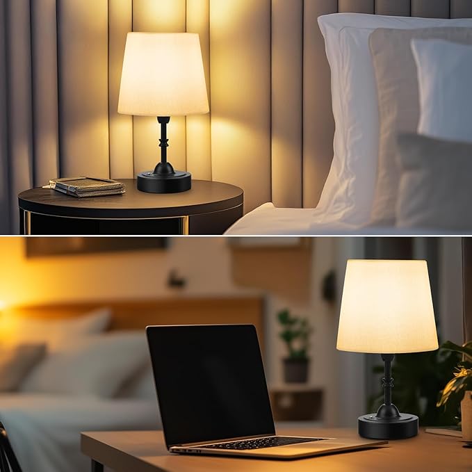 Portable Cordless Table Lamp, 5000mAh Rechargeable Battery Operated Bedside Lamps, 3-Level Dimmable Nightstand Lamp, Wireless Desk Lamps for Living Room Bedroom Office Patio Restaurants