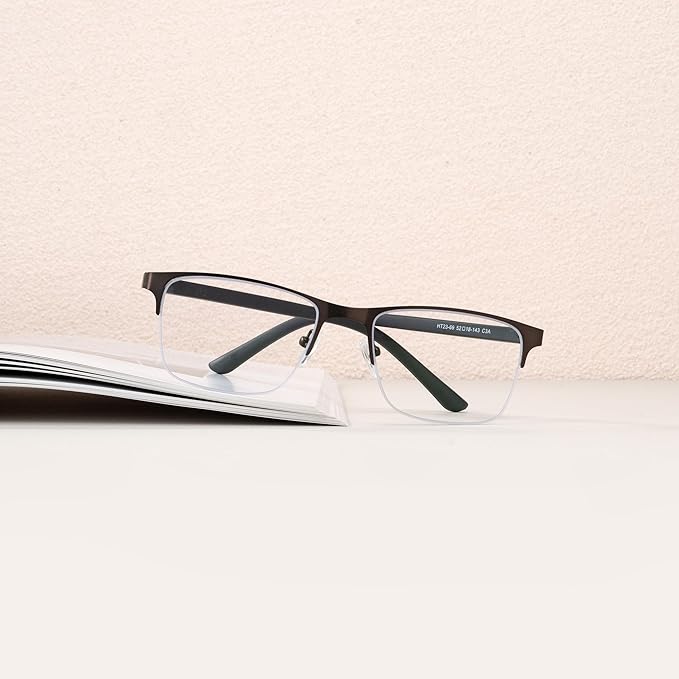 GUDVUE Mens Blue Light Glasses Rectangle Computer Glasses Gaming Glasses, Grey/Gunmetal