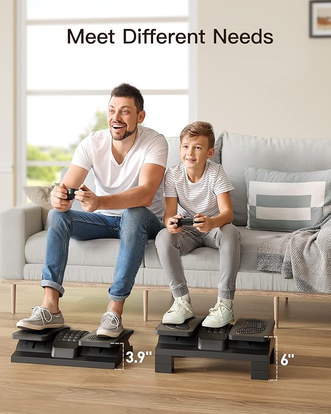 HUANUO Foot Rest Under Desk, Adjustable Ergonomic Footrest for Under Desk at Work or Gaming with Massage Texture and Roller, 20 Degree Tilt Angle Adjustment, Foot Stool for Office, Home