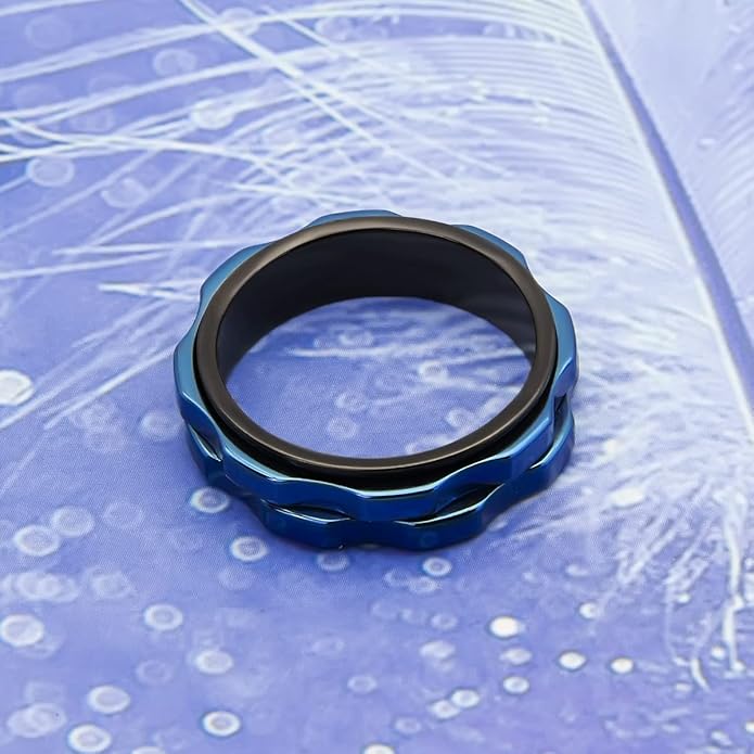 Fidget Rings For Anxiety For Women, Spinning Anxiety Ring Stainless Steel Fidgets Two Gear Fidget Ring High Polish Anxiety Ring for Women Men Wedding Band Gifts Jewelry Size 6-10