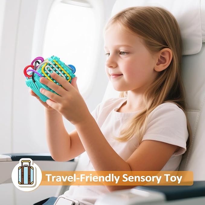 3D Upgraded Silicone Sensory Board with Built-in Storage – Fidget Travel Toys for Kids & Toddler, ADHD Autism Anxiety Relief Items (Blue)