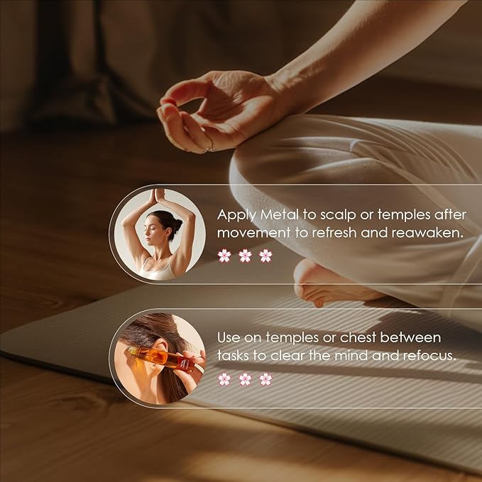 MATRUM Mental Clarity Essential Oil Roller Set Refresh and Elevate | Fire and Metal Element | Graperuit, Cinnamomum Leaf, Sweet Marjoram, Black Pepper, Lemon, Tea Tree, Frankincense, Mentholum