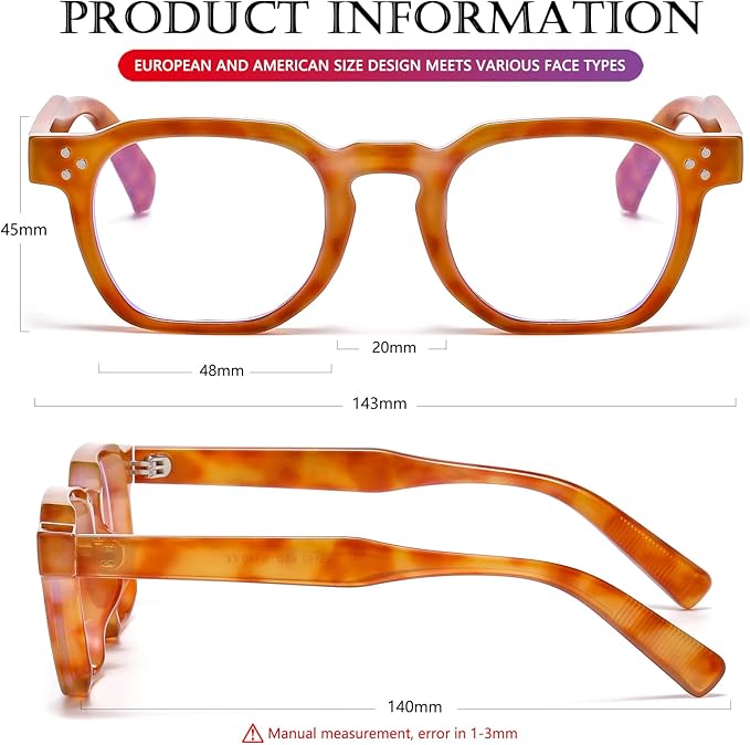 AIEYEZO Retro Blue Light Glasses for Men Women Square Thick Framed Eyeglasses Trendy Vintage Computer Glasses