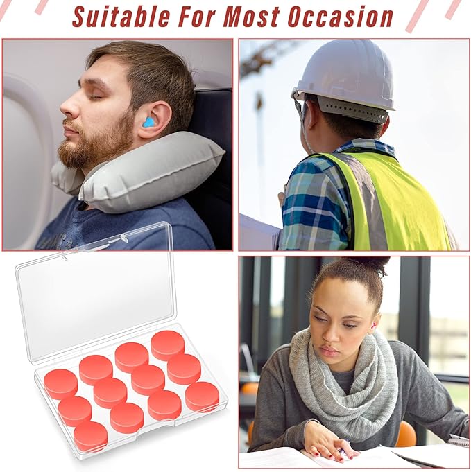 72 Pairs Soft Silicone Ear Plugs Moldable Putty Wax Earplugs Reusable Gel Ear Plugs for Sleeping Swimming Snoring Studying Noise Cancelling, 6 Colors