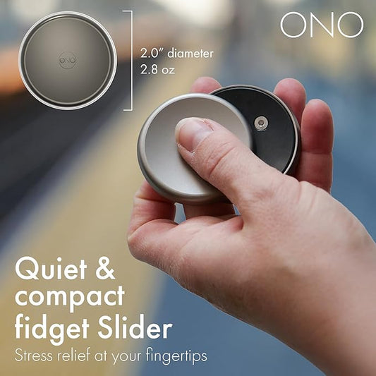 ONO Slider - Handheld Fidget Toy for Adults | Help Relieve Stress, Anxiety, Tension | Promotes Focus, Clarity | Compact, Portable Design (Natural - Titanium)