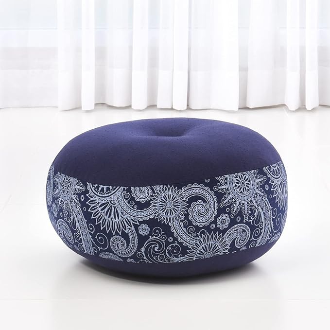 Leewadee Meditation Cushion Set – 1 Small Zafu Yoga Pillow and 1 Small Roll-Up Zabuton Mat Filled with Kapok