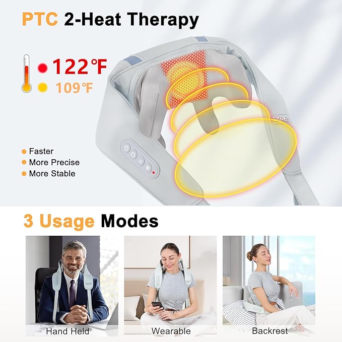 FSA/HSA Eligible Cordless Neck Shoulder Massager for Pain Relief Deep Tissue, 5D Shiatsu Back Massager with Heat, Wireless Rechargeable Shoulder Massage Pillow, Best Gifts for Men,Women,Mom & Dad
