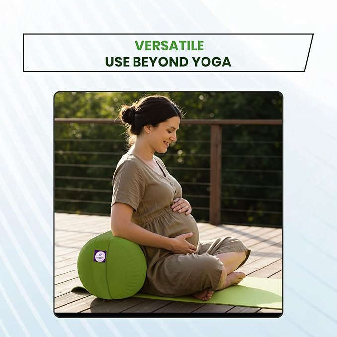 Yogikuti Iyengar Yoga Bolster for Restorative Yoga and Meditation – Lightweight Cotton Support Pillow with Handle for Easy Carry, Versatile for Pose Modification, Balance, Back Relief, and Relaxation