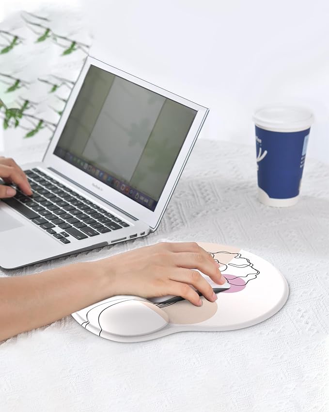 Ergonomic Mouse Pad Wrist Support, Comfortable Mouse Pad Wrist Rest, Relieve Wrist Pain Gel Mouse pad, Non-Slip Rubber Base Mousepad for Laptop, Computer(Abstract Woman)