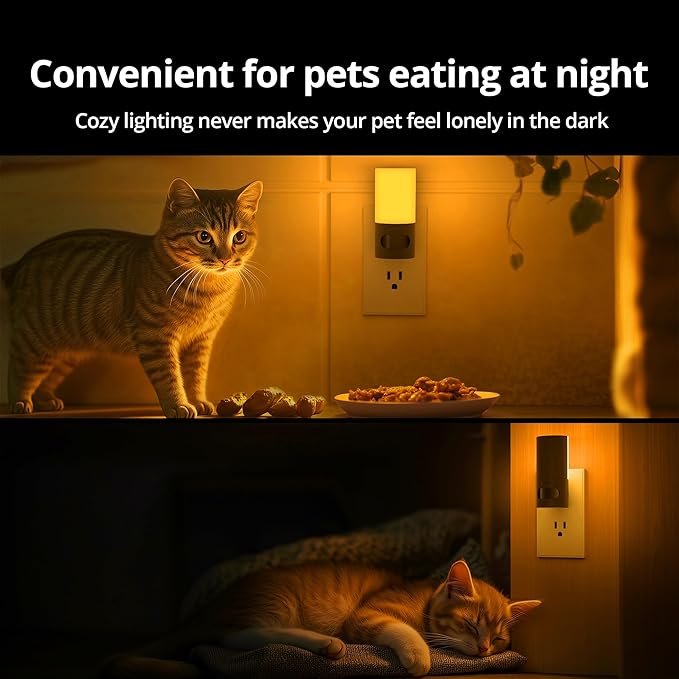 Lyridz Plug-in LED Amber Night Light with Motion Sensor, Rotatable, Dimmable Backlit Nightlight, 1-150lm Adjustable Brightness for Bathroom, Bedroom, Hallway, Stairs, 2 Pack