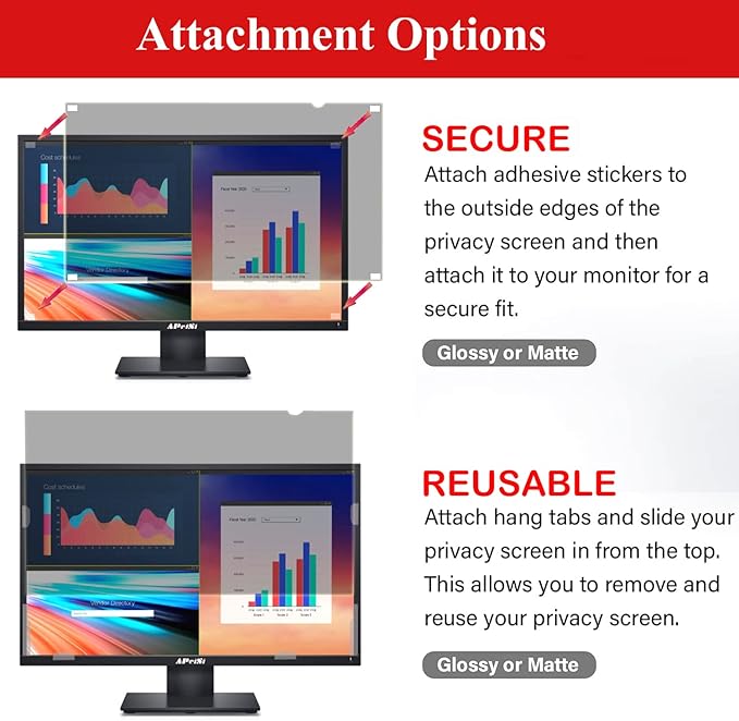 18.5 Inch Privacy Screen Filter for 16:9 Widescreen Monitor | Privacy Shield | Anti-Glare | Anti-Blue light Protector | Eye Protection | Computer Security Private Filter