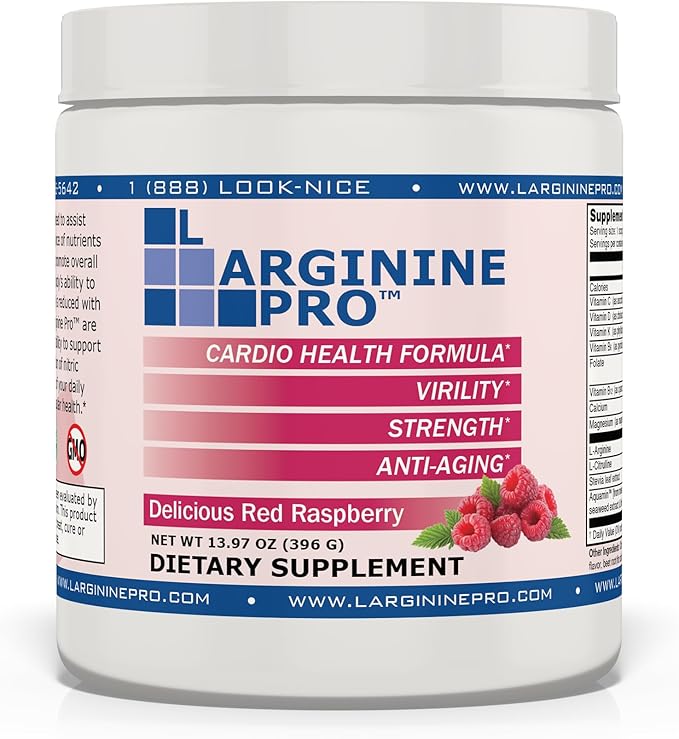 L-ARGININE PRO | 5,500mg L-Arginine Plus L-Citrulline 1,100mg Raspberry & Orange Powder Drink Mix Supplement for Increased Nitric Oxide Production