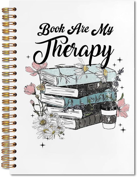 Reading Spiral Notebook 5.5x8.3, Book Lovers Gifts, Gifts for Bookish Readers Lovers Women, Book Are My Therapy Reading Journal Notebooks for Note Taking