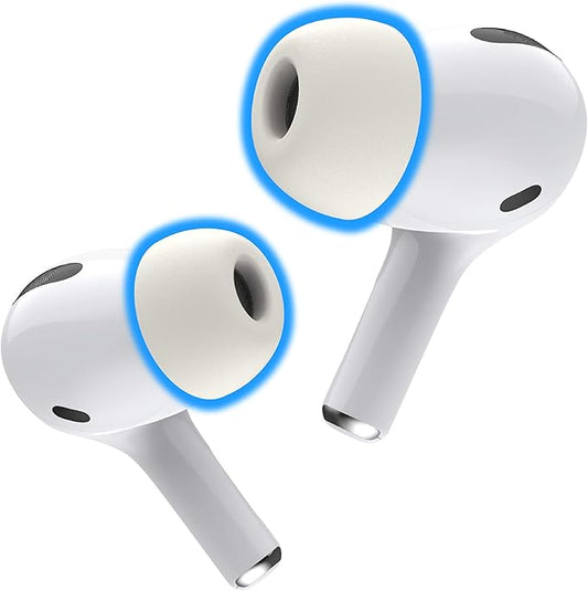Foam Masters Memory Foam Ear Tips for AirPods Pro 1st & 2nd Gen | Comfortable | Secure | Better Noise Cancellation | Version 3.0 Replacement Buds (Small - 3 Pairs, White)