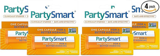 Himalaya PartySmart, 12 Capsule Tube - Alcohol Breakdown Liver Support for a Better Morning After Drinking - Plant Based, Vegan, Non-GMO, Gluten Free, Clinically Studied (Pack of 4)