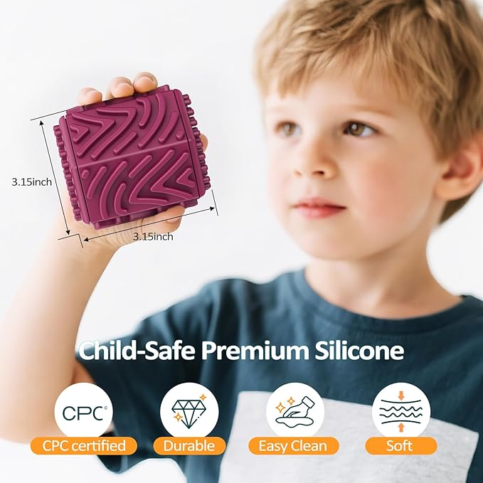 3D Upgraded Silicone Sensory Board with Built-in Storage – Fidget Travel Toys for Kids & Toddler, ADHD Autism Anxiety Relief Items (Red)