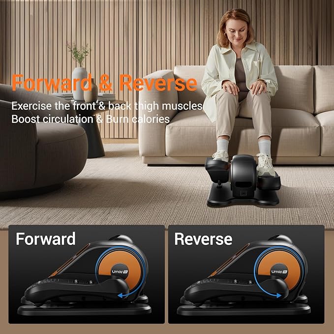 Under Desk Elliptical Machine, Ellipse Leg Exerciser for Seniors, Quiet & Portable Electric Seated Eclipse Exercise Training Machine with Remote, 12 Speeds & Mute Function, Manual & Auto Mode