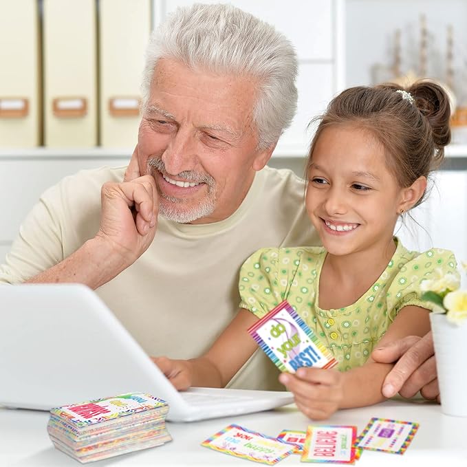 Jinei 300 Inspirational Affirmation Cards Positive Motivational Cards Small Mini Encouragement Quotes for Women Church End of the Year Teacher Gifts(Rainbow Style)