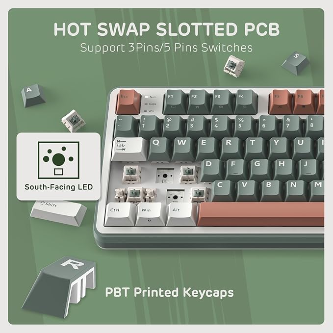 RK ROYAL KLUDGE S98 Mechanical Keyboard w/Smart Display & Knob, Top Mount 96% Wireless Mechanical Keyboard BT/2.4G/USB-C, Hot Swappable, Software Support, Creamy Sounding, 98 Keys