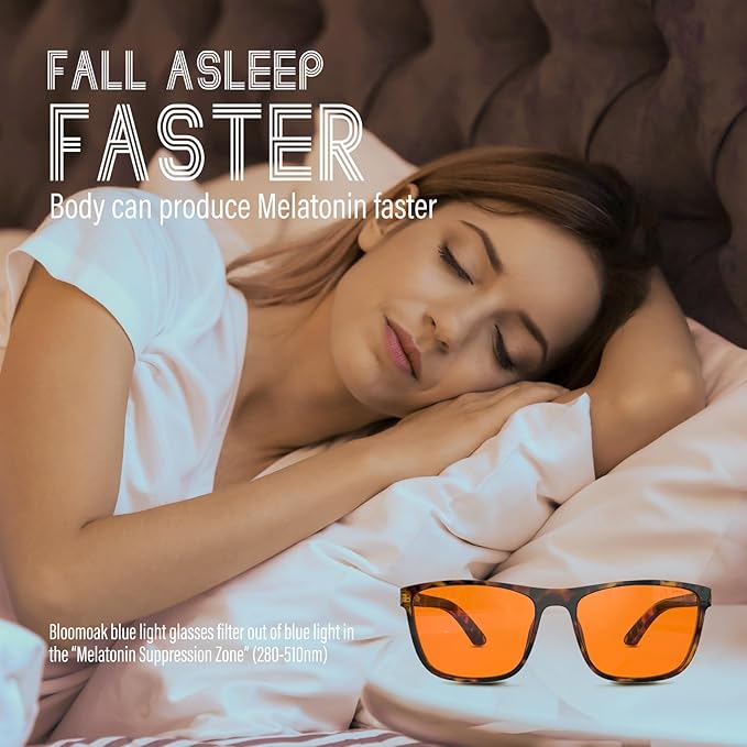 Bloomoak-99% Blue Green Light Blocking Glasses - Gaming Glasses - Anti Glare - Anti Fatigue -Suitable for Screens, Games, TVs