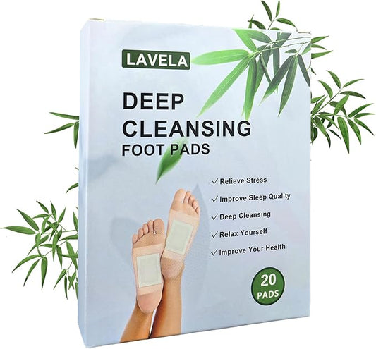LAVELA Deep Cleansing Foot Pads –Ginger Oil Foot Pads for Foot Care, Lymphatic Drainage Foot Patches, Help for Body Deep Cleansing, Relief Stress and Promote Sleeping (20 Pads)