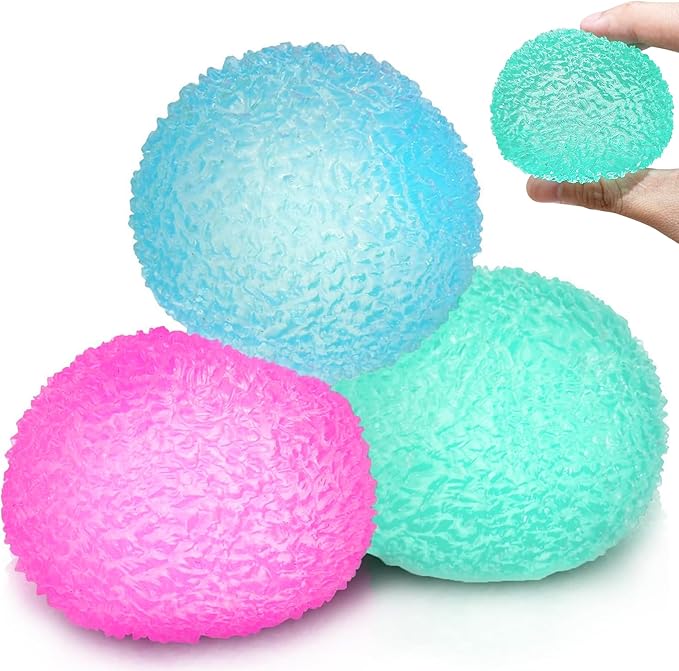 3Pc Big Soft Sensory Stress Balls, Textured Memory Gel Soft Fidget Toys, Large Sensory Soft Fidget Toy for Kids/Adults, Anxiety Relief Squeeze Ball for Autism/ADHD, Party Favors Gifts.