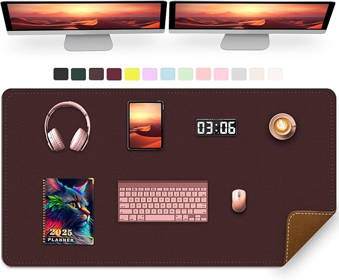 47.2" x 23.6" Large Desk Pad Mat - Non-Slip PU Leather Desk Mat, Large Mouse Pad, Computer Mat for Keyboard Mouse, Waterproof Desk Writing Mat (Brown Coffee)
