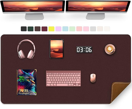 47.2" x 23.6" Large Desk Pad Mat - Non-Slip PU Leather Desk Mat, Large Mouse Pad, Computer Mat for Keyboard Mouse, Waterproof Desk Writing Mat (Brown Coffee)