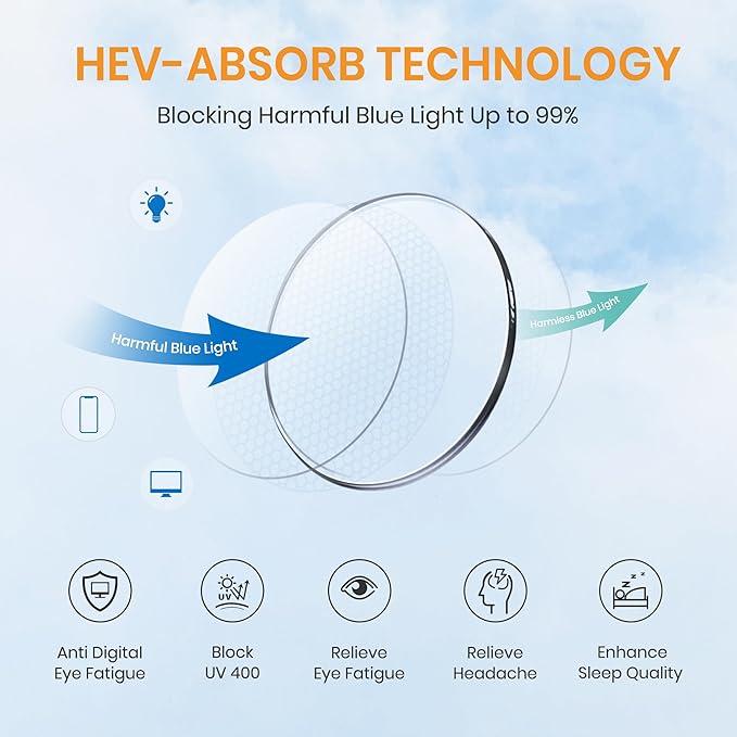 Cyxus Men Blue Light Blocking Glasses Half Rimless Computer Gaming Glasses Square Fashion Glasses 8133