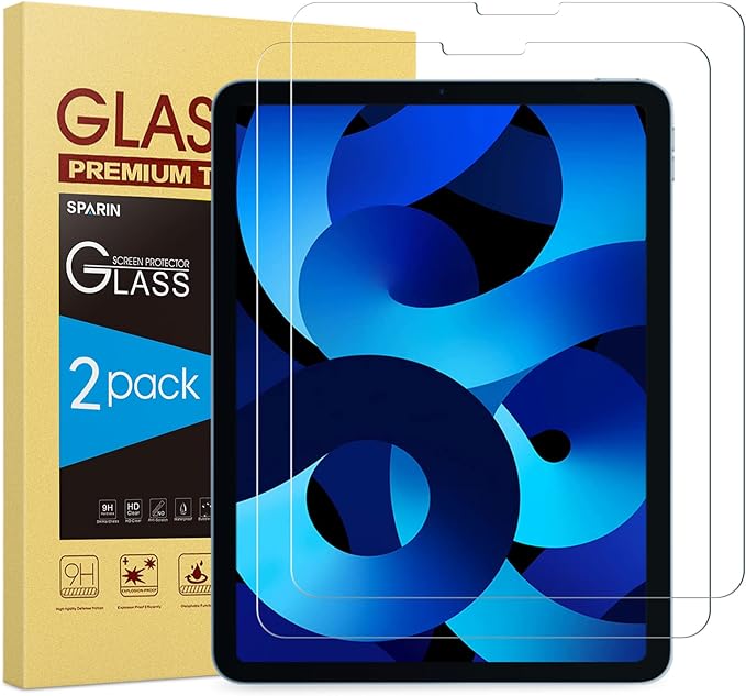 SPARIN 2 Pack Screen Protector Compatible with iPad Air 5/4 Generation 10.9 inch(2022/2020), iPad Pro 11 inch(2022/2021/2020/2018), Tempered Glass for iPad Air 5th/ Air 4th Case Compatible