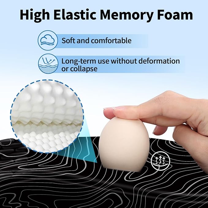 Ergonomic Mouse Pad with Wrist Rest Support, Mousepad with Comfortable Memory Foam Wrist Rest and Non-Slip PU Base for Pain Relief, Computer, Laptop, Office, Home (Topographic Map)