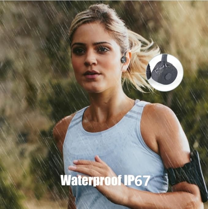 Bone Conduction Headphones Bluetooth Open Ear earphones IP67 Waterproof Wireless Headset Built in Mic Noise Canceling Sports Headphones Bluetooth for Running Driving Cycling Hiking Gym Workouts
