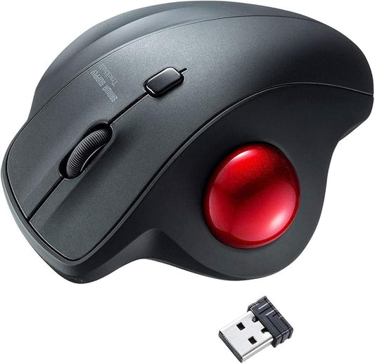 SANWA 2.4G Wireless Ergonomic Trackball Mouse, Optical Vertical Rollerball Mice, Silent Buttons, 34mm Trackball, 600/800/1200/1600 Adjustable DPI, Compatible with MacBook, Laptop, PC, Windows, macOS