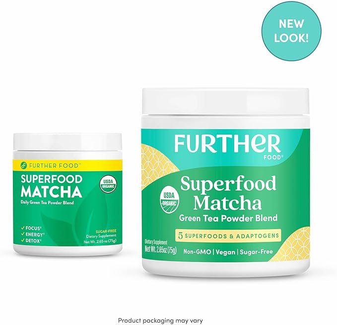 Further Food Premium Matcha Green Tea Powder USDA Organic Japanese Matcha Powder, Natural Energy + Focus + Boost Immune System, Antioxidant Plant-Based Detox Superfood (30 Servings)